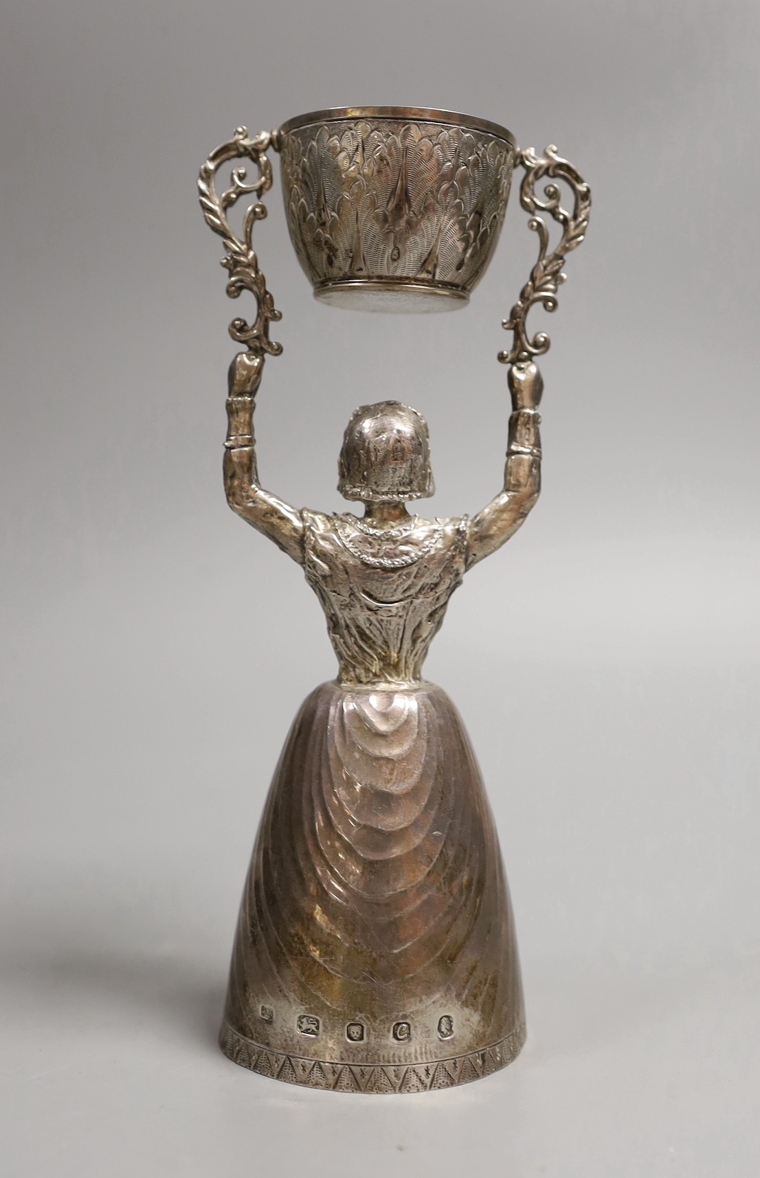A modern silver wager cup, of typical form, maker JW, London, 1977, 19.6cm, 12.6oz.